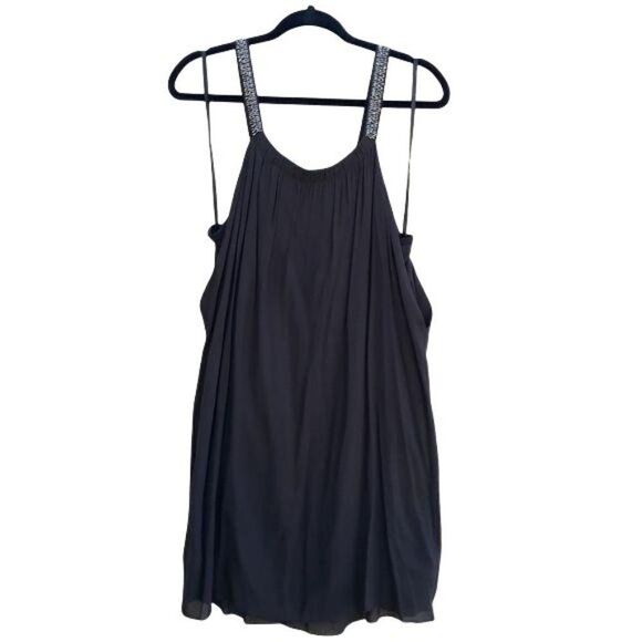 Banana Republic 100% Silk Flowy Slip Dress Beaded Scoop Neck Brown Size L - Picture 2 of 11